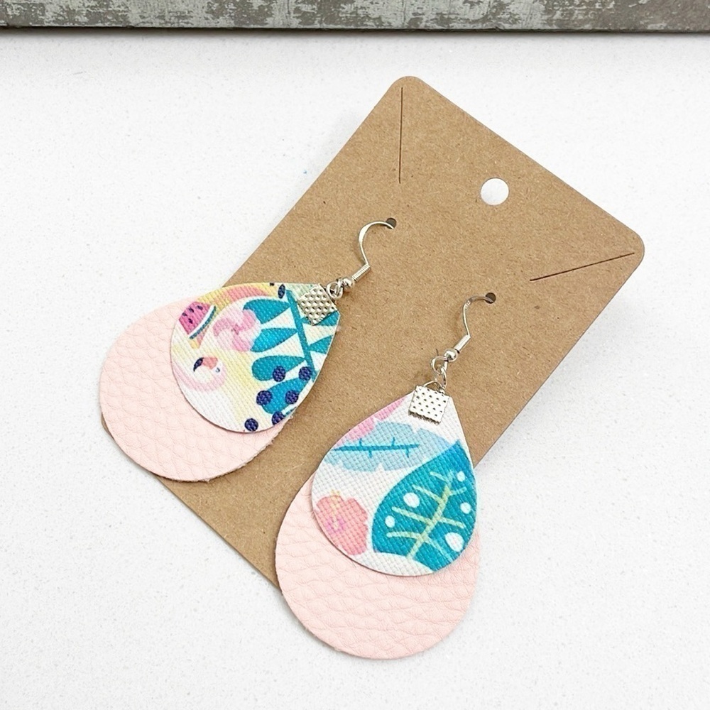 Tropical print teardrop hand made earrings